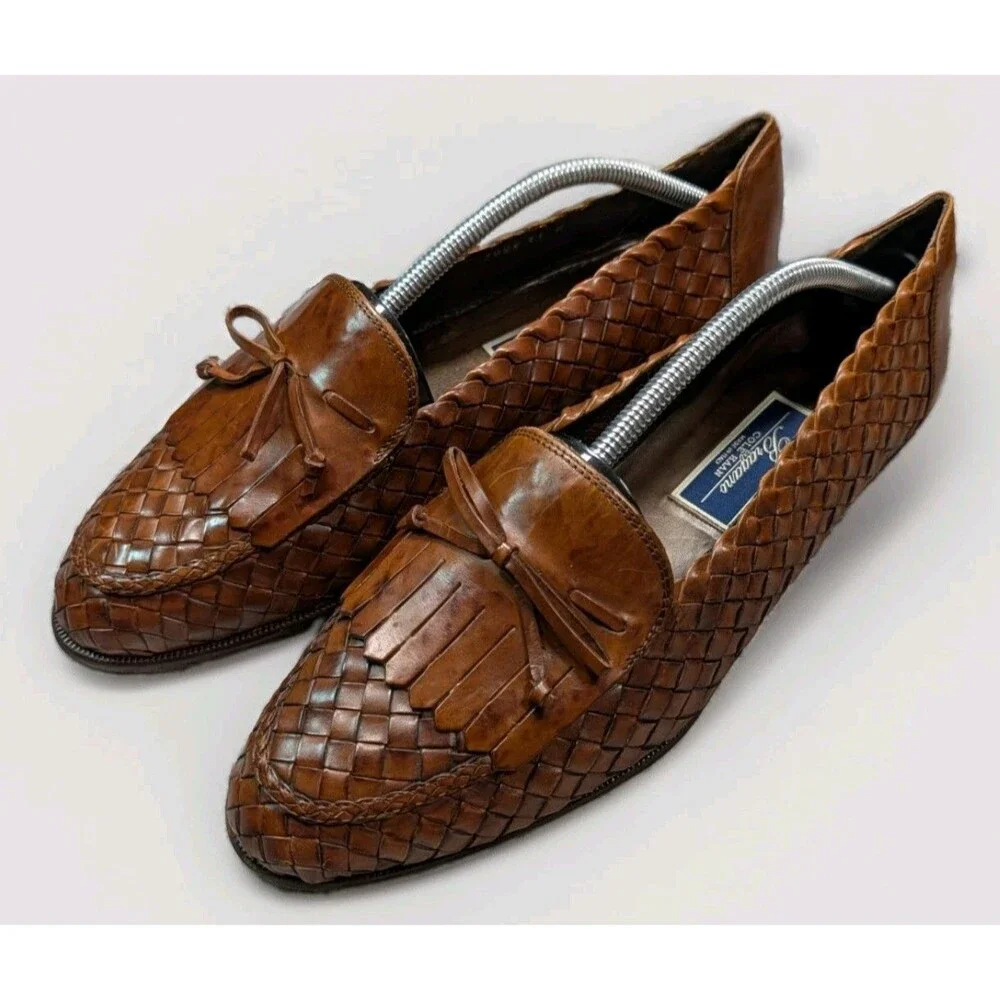 BRAGANO By COLE HAAN VINTAGE ITALIAN LOAFERS SIZE 11 WOVEN COGNAC LEATHER SHOES